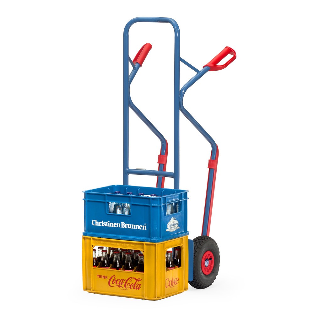 N° de l'image du produit 2 : fetra® Diable empilable, capacité de charge 300 kg, bavette lxP 320 x 250 mm, avec patins, pneumatiques gonflables