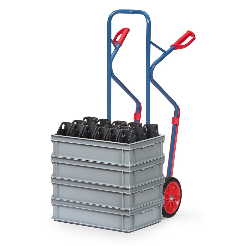 N° de l'image du produit 2 : fetra® Diable empilable, capacité de charge 300 kg, bavette lxP 320 x 250 mm, avec patins, pneumatiques à bandage plein