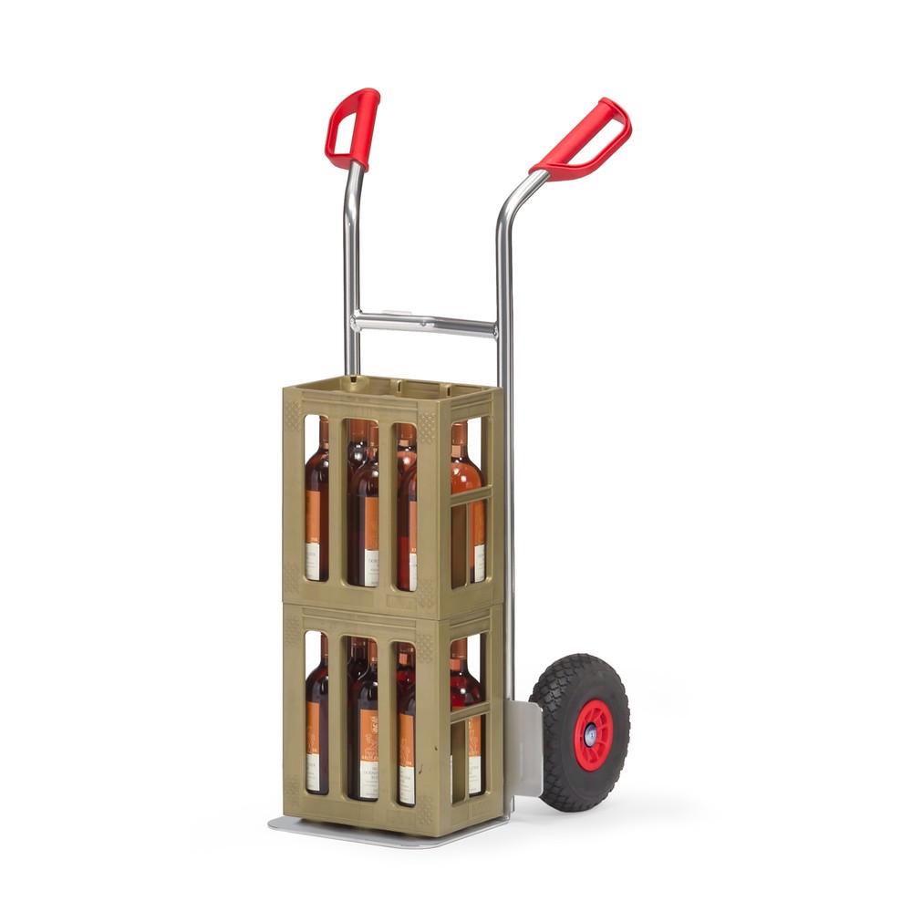 N° de l'image du produit 3 : fetra® Diable empilable en aluminium, capacité de charge 150 kg, bavette lxP 320 x 250 mm, pneumatiques PU