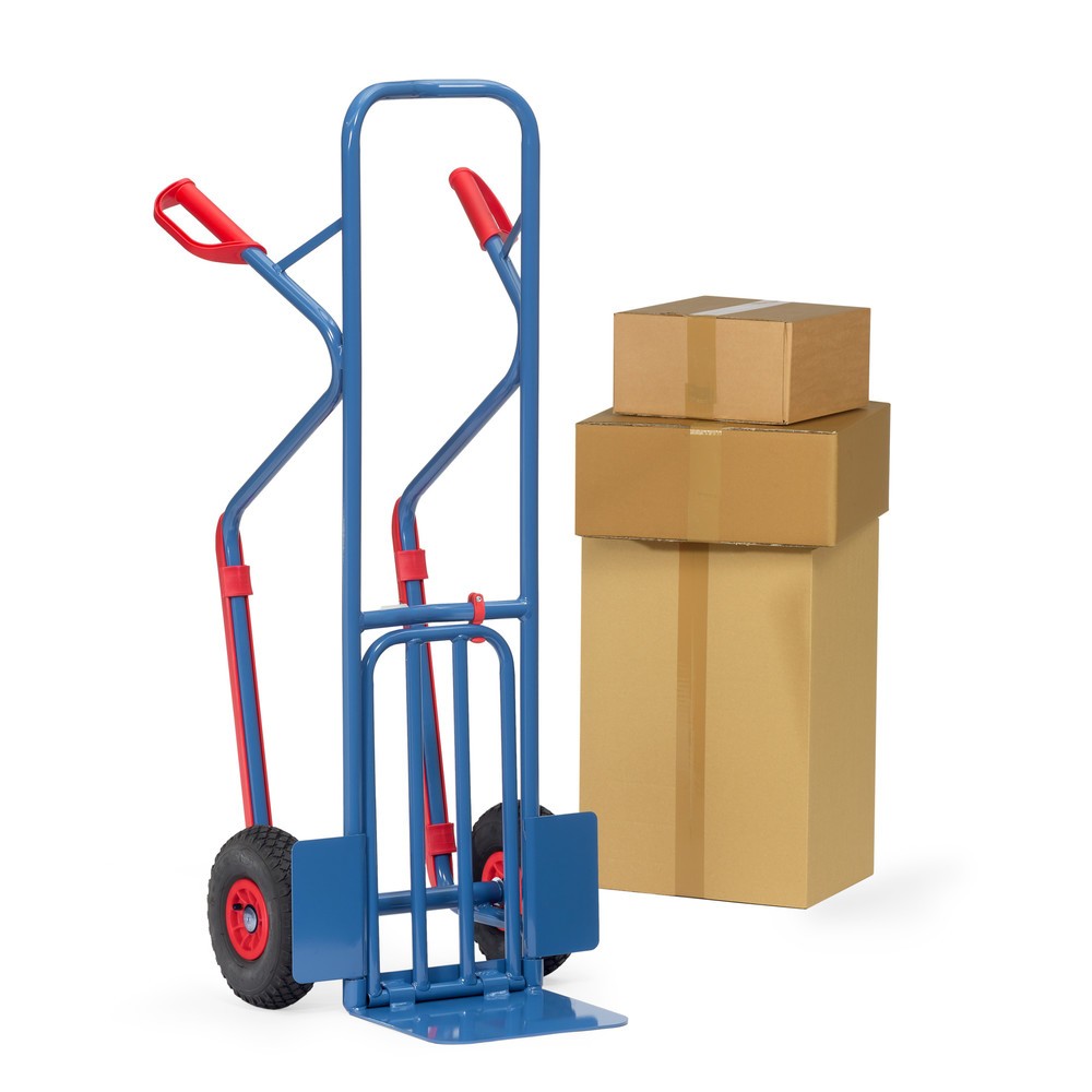 N° de l'image du produit 5 : fetra® Diable à colis, avec bavette rabattable + patins, capacité de charge 300 kg, bavette lxP 320 x 250 mm, pneumatiques gonflables