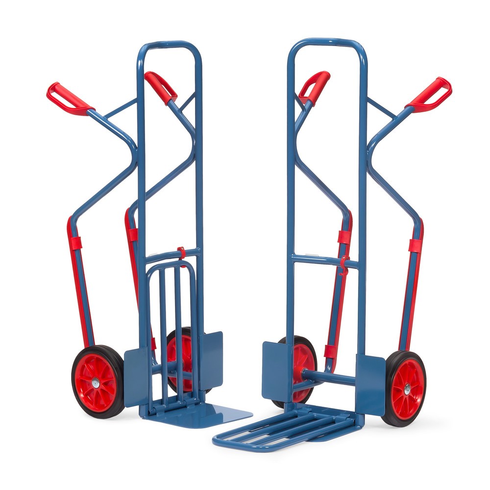 N° de l'image du produit 3 : fetra® Diable à colis, avec bavette rabattable + patins, capacité de charge 300 kg, bavette lxP 320 x 250 mm, pneumatiques à bandage plein