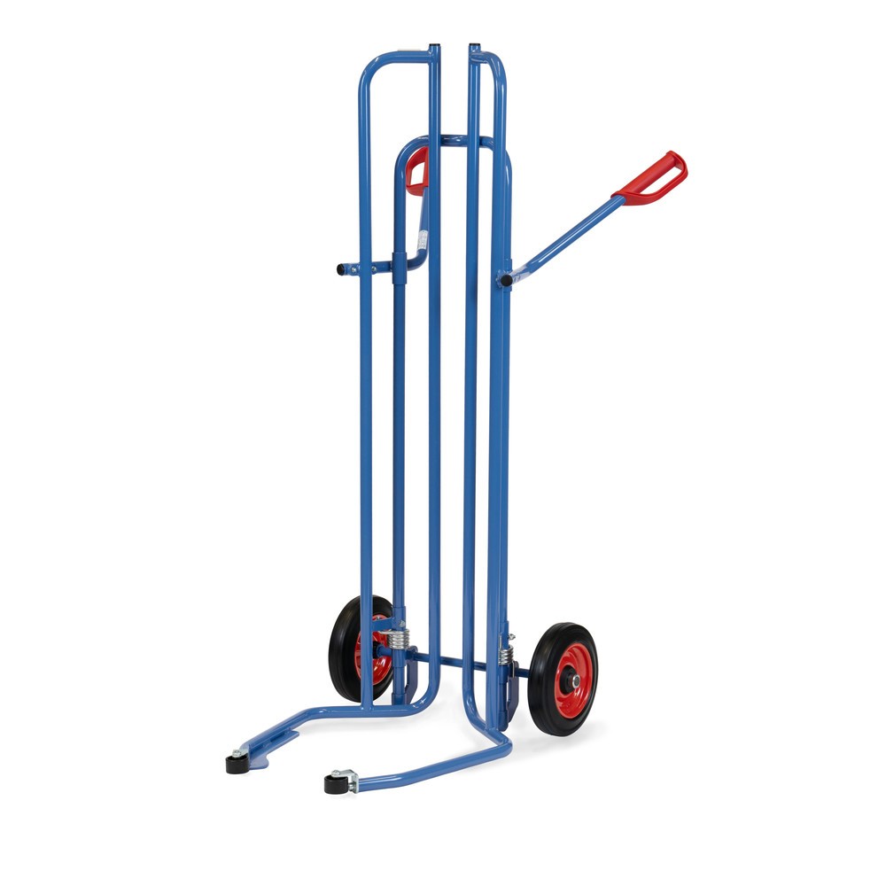 Illustration du produit: Diable pour pneumatiques en acier fetra®, capacité de charge 200 kg, pour 8 pneus, avec rouleaux de guidage, pneumatiques en caoutchouc plein