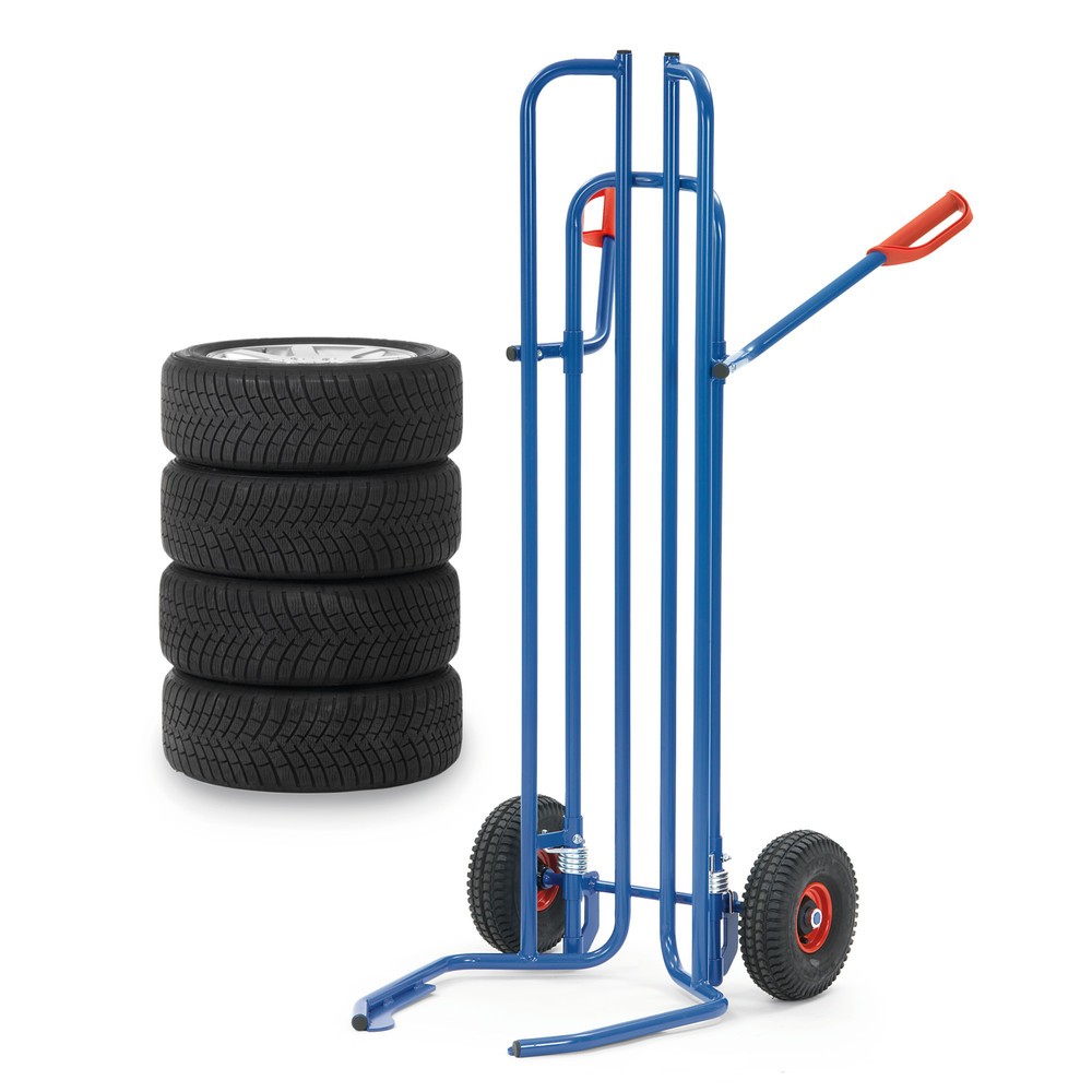 N° de l'image du produit 3 : fetra® Diable porte-pneus en acier, capacité de charge 200 kg, pour 8 pneus, pneumatiques gonflables