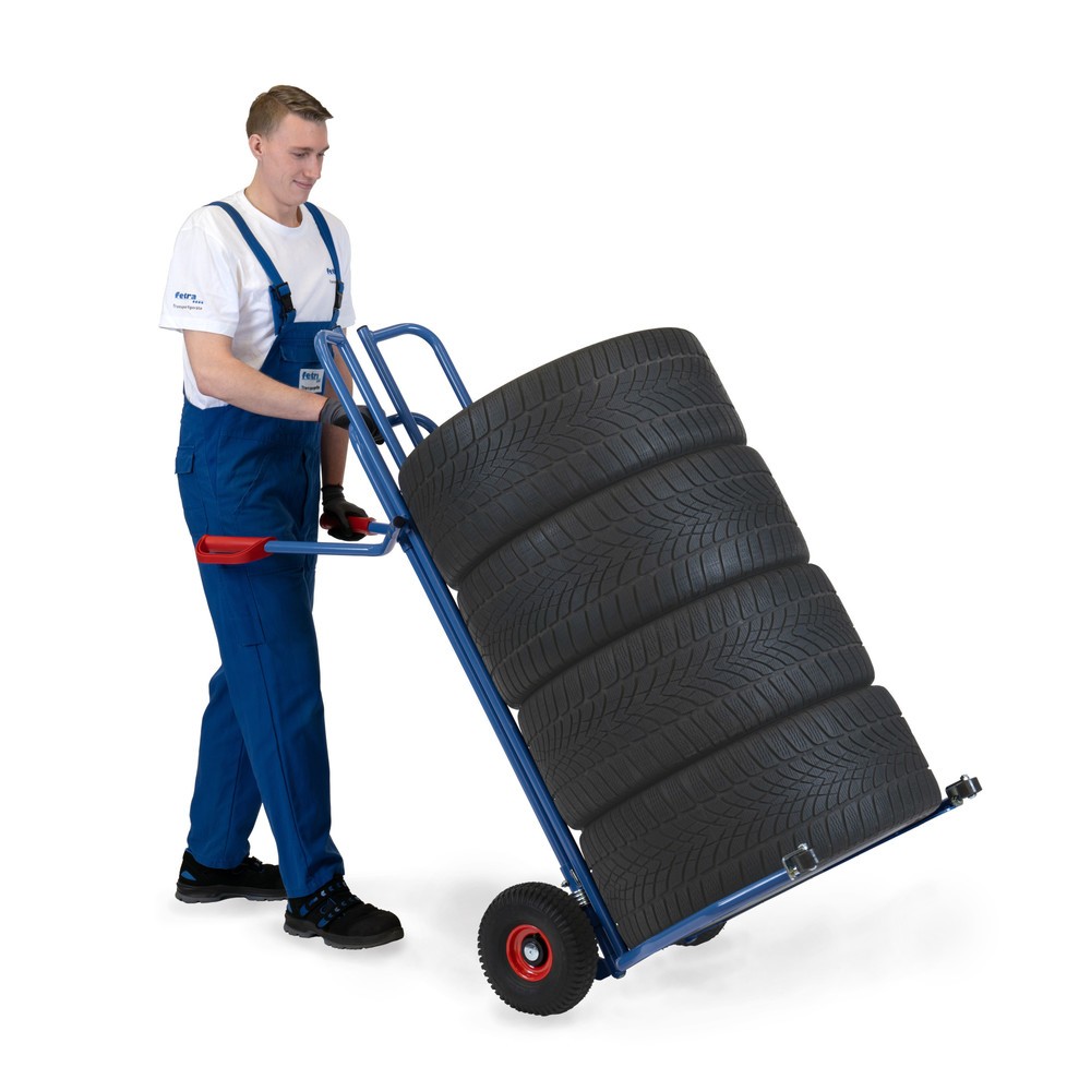 N° de l'image du produit 3 : Diable pour pneumatiques en acier fetra®, capacité de charge 200 kg, pour 8 pneus SUV, avec rouleaux de guidage, pneumatiques gonflables