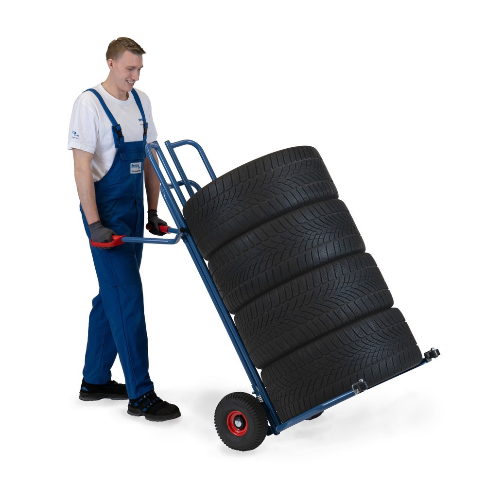 N° de l'image du produit 4 : Diable pour pneumatiques en acier fetra®, capacité de charge 200 kg, pour 8 pneus SUV, avec rouleaux de guidage, pneumatiques gonflables
