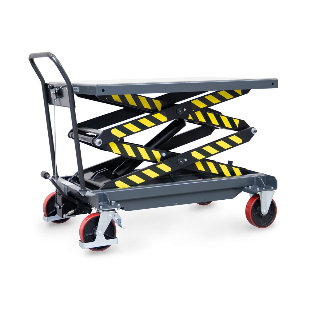 fetra® Doppelscheren-Hubtischwagen, Ladefläche 1.200 x 800 mm, Tragkraft 1.000 kg Produktabbildung: fetra® Doppelscheren-Hubtischwagen, Ladefläche 1.200 x 800 mm, Tragkraft 1.000 kg