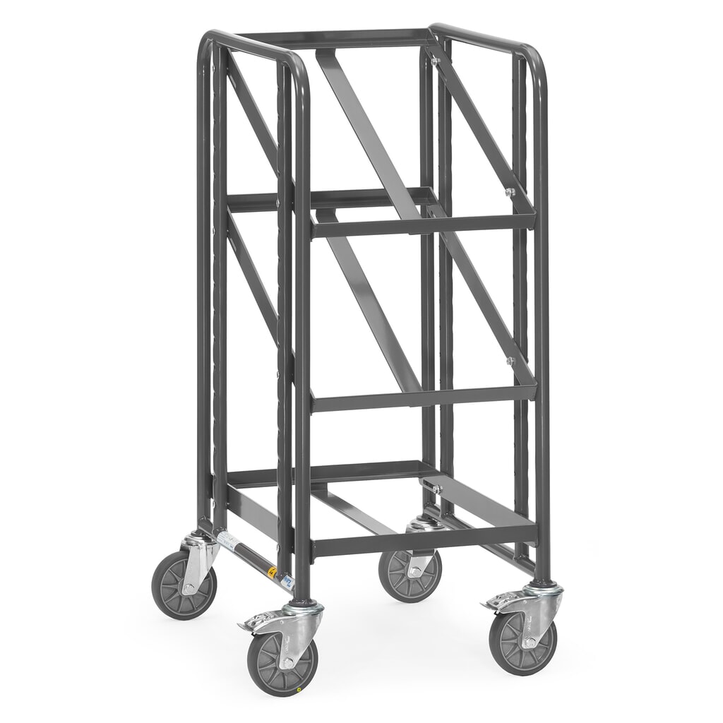 Produktabbildung: fetra® ESD-Eurokasten-Etagenwagen, TK 250 kg, 3 Ladeflächen à 410 x 610 mm, ohne Böden