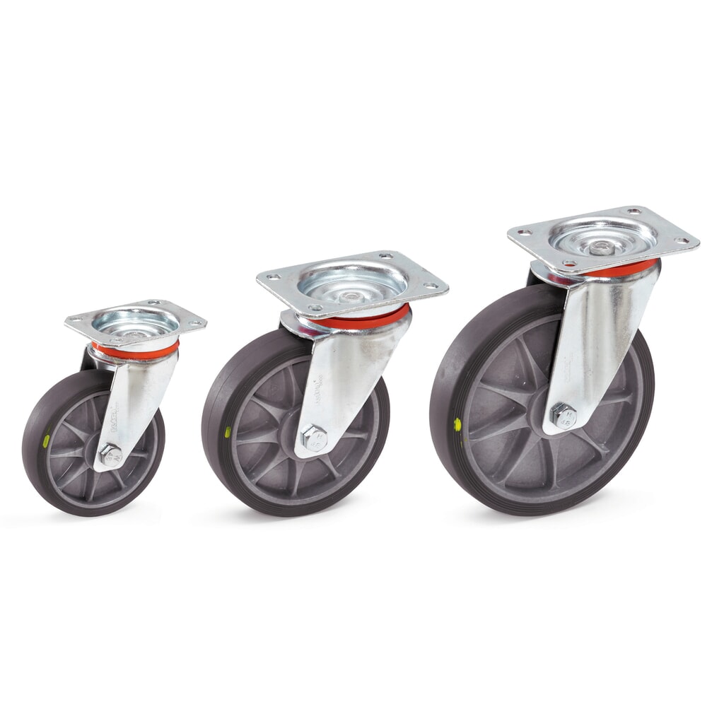 fetra® ESD-Lenkrolle, TPE, ØxB 125 x 32 mm, Tragkraft 135 kg Produktabbildung: fetra® ESD-Lenkrolle, TPE, ØxB 125 x 32 mm, Tragkraft 135 kg