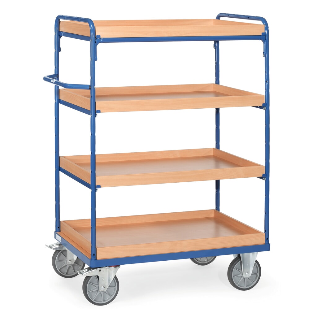 fetra® Etagenwagen mit Einlegekästen, 4 Etagen à 850 x 500 mm, Höhe 1.511 mm Produktabbildung: fetra® Etagenwagen mit Einlegekästen, 4 Etagen à 850 x 500 mm, Höhe 1.511 mm