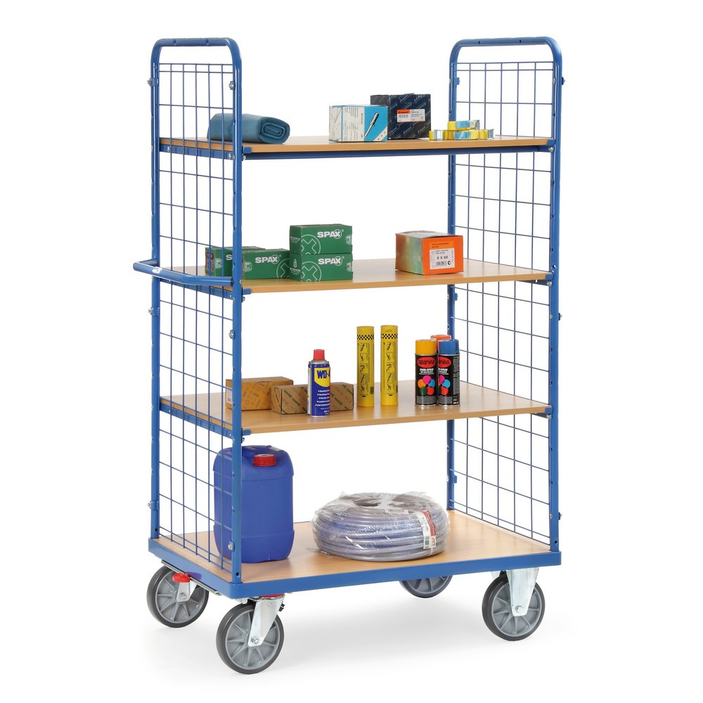 Produktabbildung Nr. 2: fetra® Etagenwagen mit festen Böden, 2 Gitterwände, 4 Etagen à 1.200 x 800 mm