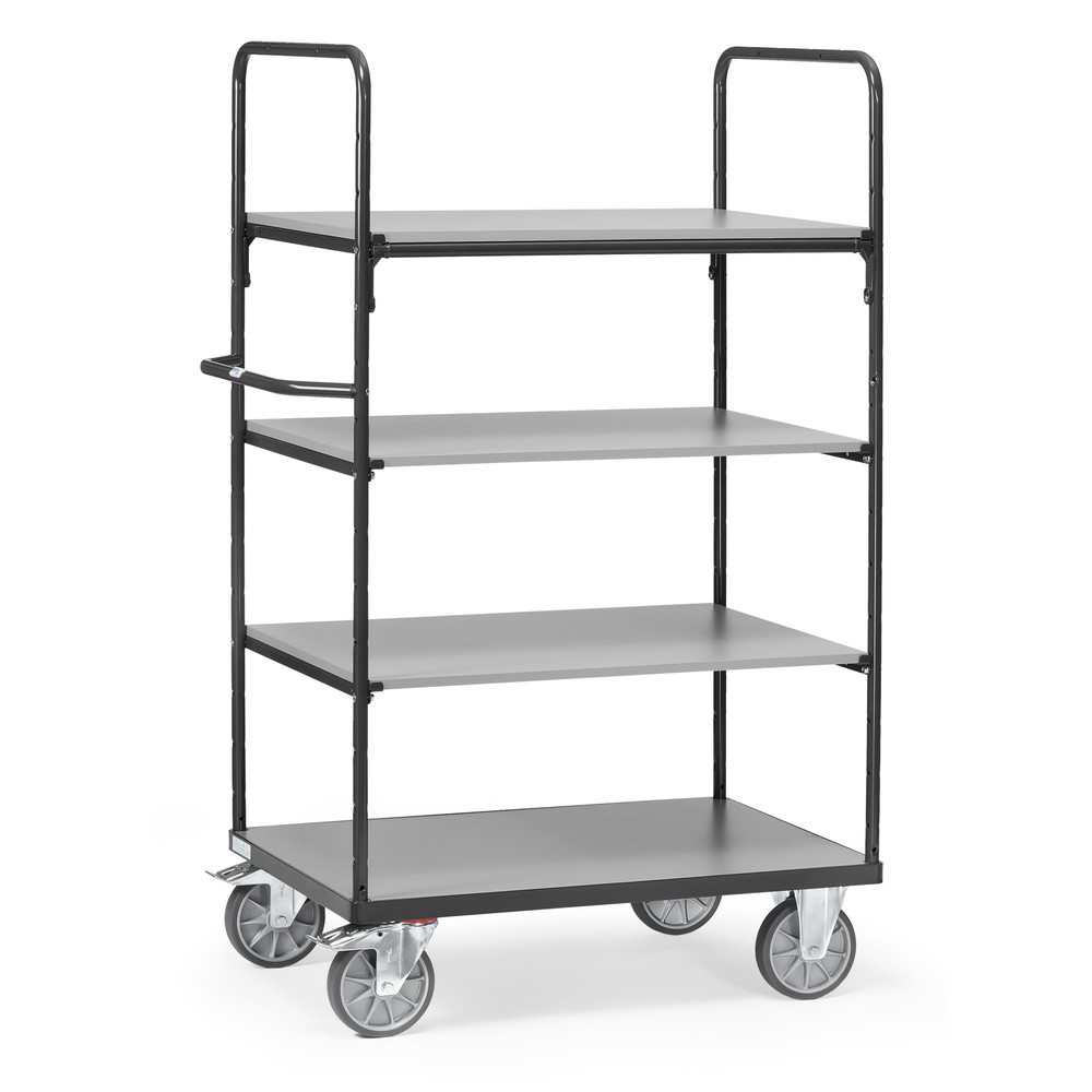 Produktabbildung Nr. 1: fetra® Etagenwagen mit Holzböden, 4 Etagen à 1.000 x 600 mm, Höhe 1.800 mm, anthrazitgrau