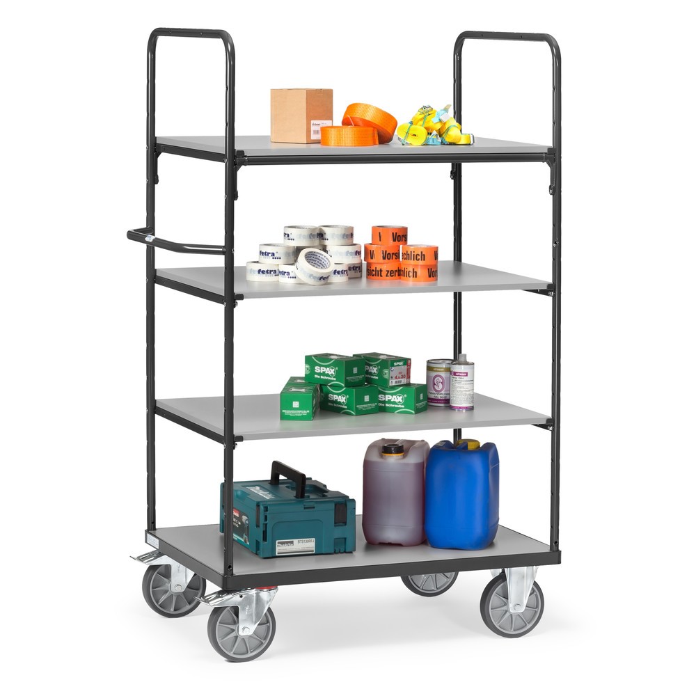 Produktabbildung Nr. 2: fetra® Etagenwagen mit Holzböden, 4 Etagen à 1.000 x 600 mm, Höhe 1.800 mm, anthrazitgrau