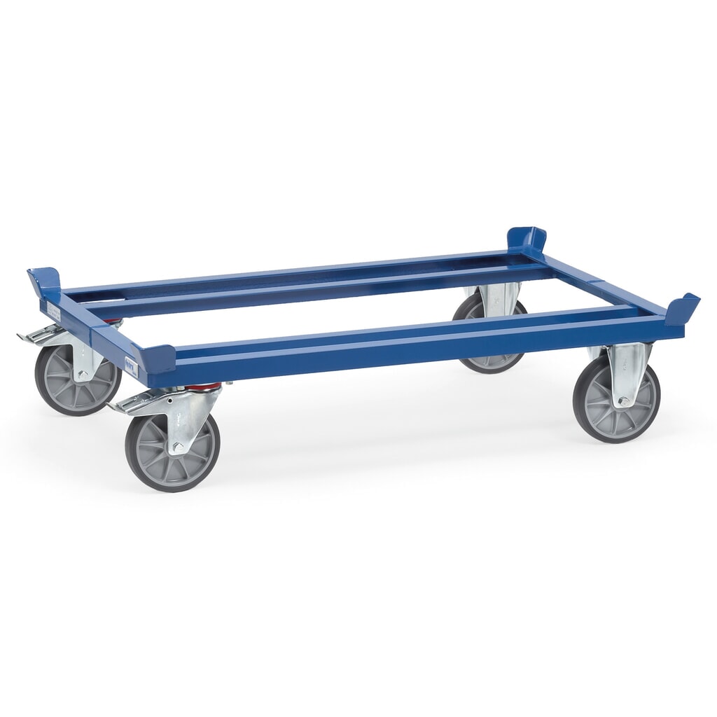 fetra® Fahrgestell mit Fangecken, TK 750 kg, für Paletten 800 x 600 mm, TPE-Bereifung Produktabbildung Nr. 1: fetra® Fahrgestell mit Fangecken, TK 750 kg, für Paletten 800 x 600 mm, TPE-Bereifung