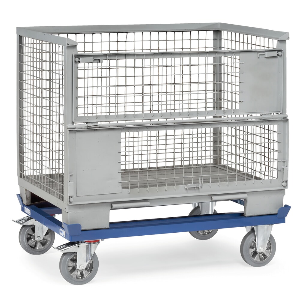 fetra® Fahrgestell mit Fangecken, TK 1.200 kg, für Paletten 1.200 x 800 mm, Elastik-Vollgummi-Bereifung Produktabbildung Nr. 2: fetra® Fahrgestell mit Fangecken, TK 1.200 kg, für Paletten 1.200 x 800 mm, Elastik-Vollgummi-Bereifung