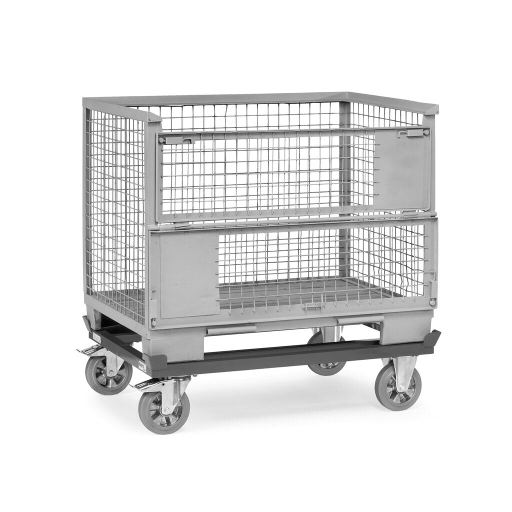Produktabbildung Nr. 3: fetra® Fahrgestell mit Fangecken, TK 1.200 kg, für Paletten 1.200 x 800 mm, Elastik-Vollgummi-Bereifung