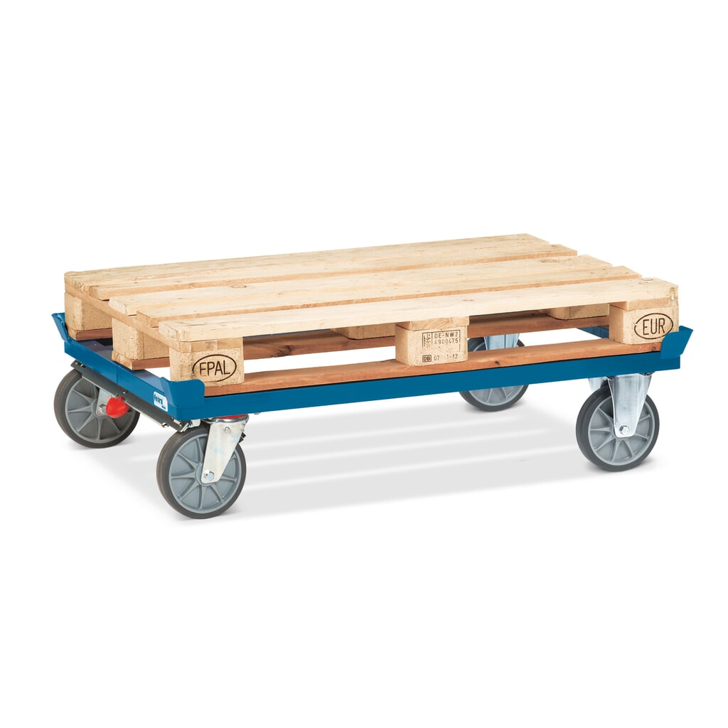 Produktabbildung Nr. 2: fetra® Fahrgestell mit Fangecken, TK 750 kg, für Paletten 1.200 x 800 mm, TPE-Bereifung, mit Zentralbremse