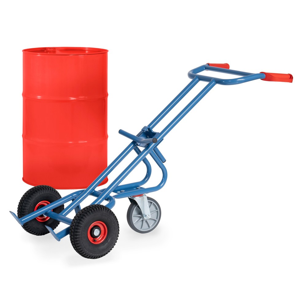 Produktabbildung Nr. 2: fetra® Fasskarre, Tragkraft 300 kg, mit Stützrolle, Luft-Bereifung