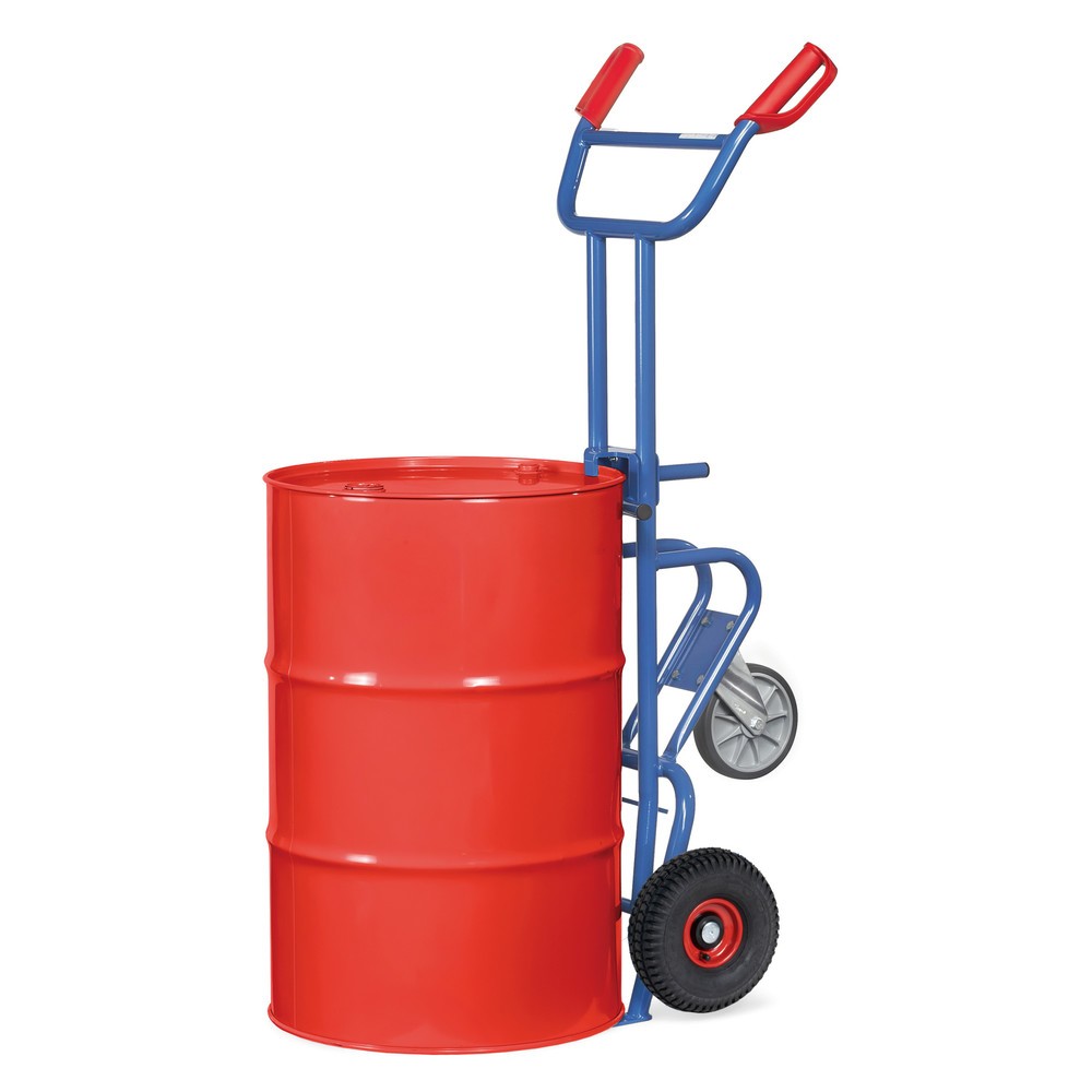 Produktabbildung Nr. 3: fetra® Fasskarre, Tragkraft 300 kg, mit Stützrolle, Luft-Bereifung