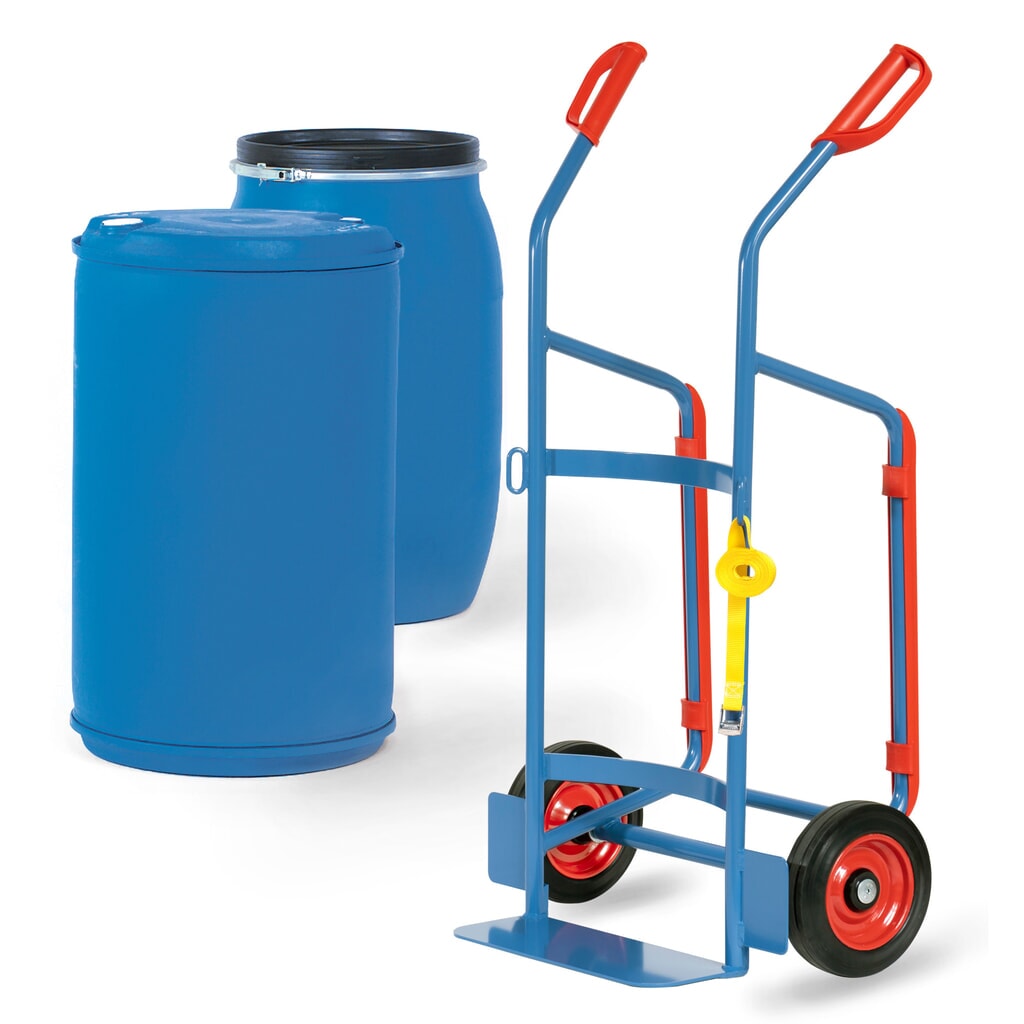 Produktabbildung: fetra® Fasstransporter, Tragkraft 250 kg, Vollgummi-Bereifung