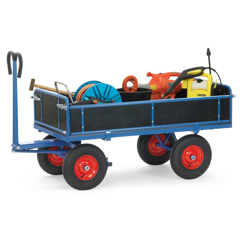 Produktabbildung Nr. 2: fetra® Handpritschenwagen mit 3 abklappbaren Wänden, Ladefläche 1.000 x 2.000 mm, TK 1.250 kg, Luft-Bereifung