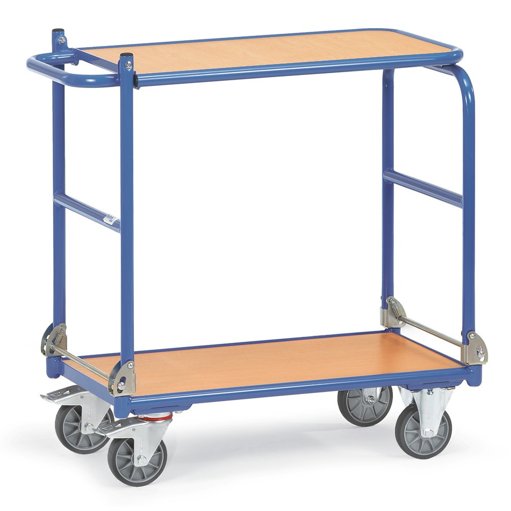 Produktabbildung Nr. 3: fetra® Klappbarer Tischwagen mit Stahlrahmen, 2 Etagen à 720 x 450 mm
