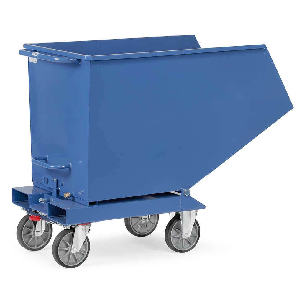 fetra® Muldenkipper mit Rollen, Volumen 0,45 m³, Blau Produktabbildung: fetra® Muldenkipper mit Rollen, Volumen 0,45 m³, Blau