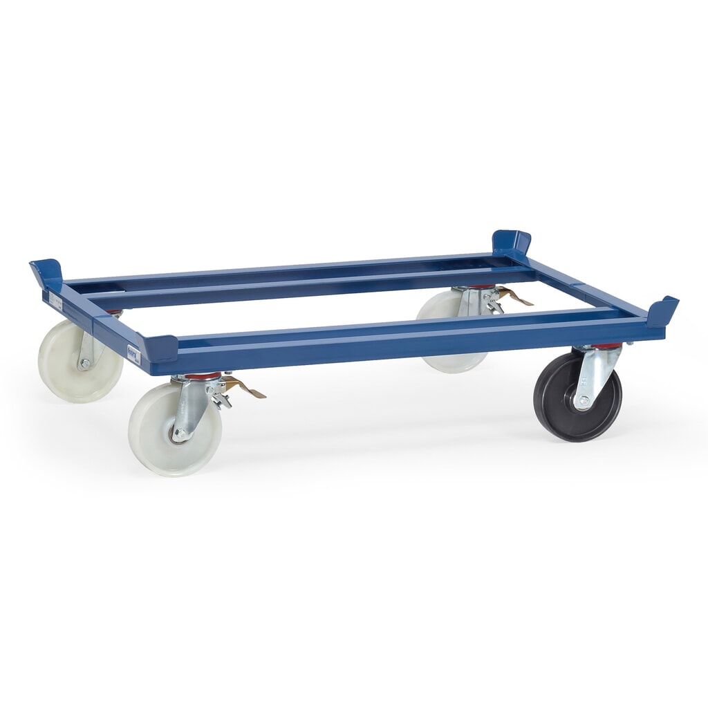 fetra® Paletten-Fahrgestell, Polyamid-Räder, 1 elektr. leitfähig, Tragkraft 1.050 kg, à 1.210 x 810 mm, brillantblau Produktabbildung: fetra® Paletten-Fahrgestell, Polyamid-Räder, 1 elektr. leitfähig, Tragkraft 1.050 kg, à 1.210 x 810 mm, brillantblau
