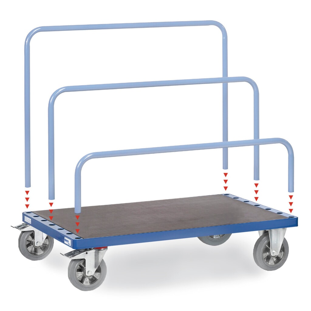 Produktabbildung: fetra® Plattenwagen, ohne Bügel, Ladefläche BxT 1.200 x 800 mm, Tragkraft 1.200 kg
