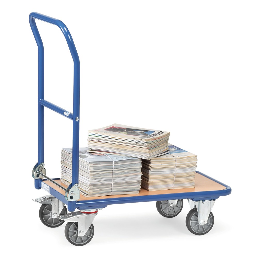 Produktabbildung Nr. 2: fetra® Plattformwagen mit Holzladefläche, Bügel klappbar, BxT 600 x 900 mm, TK 250 kg