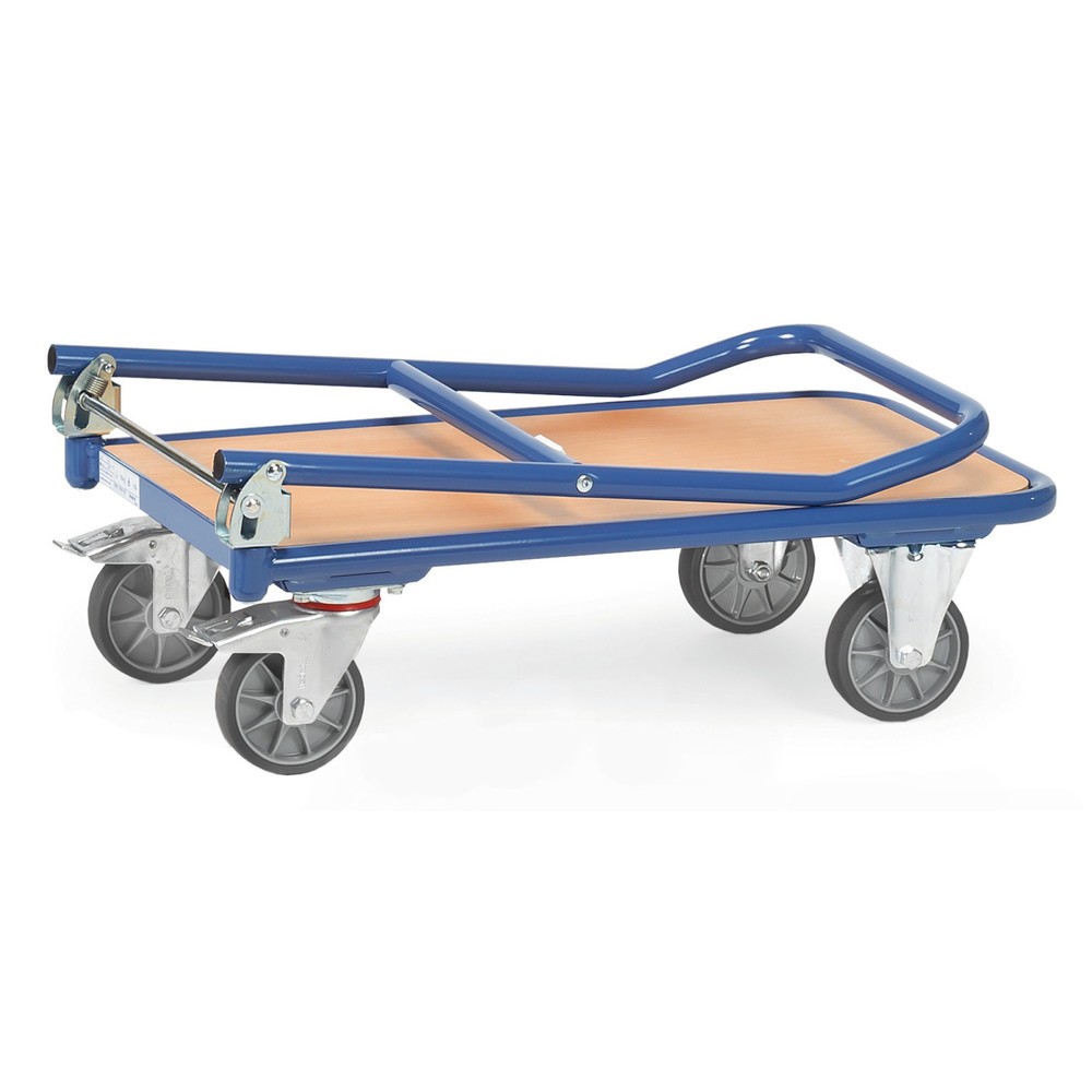 Produktabbildung Nr. 3: fetra® Plattformwagen mit Holzladefläche, Bügel klappbar, BxT 600 x 900 mm, TK 250 kg