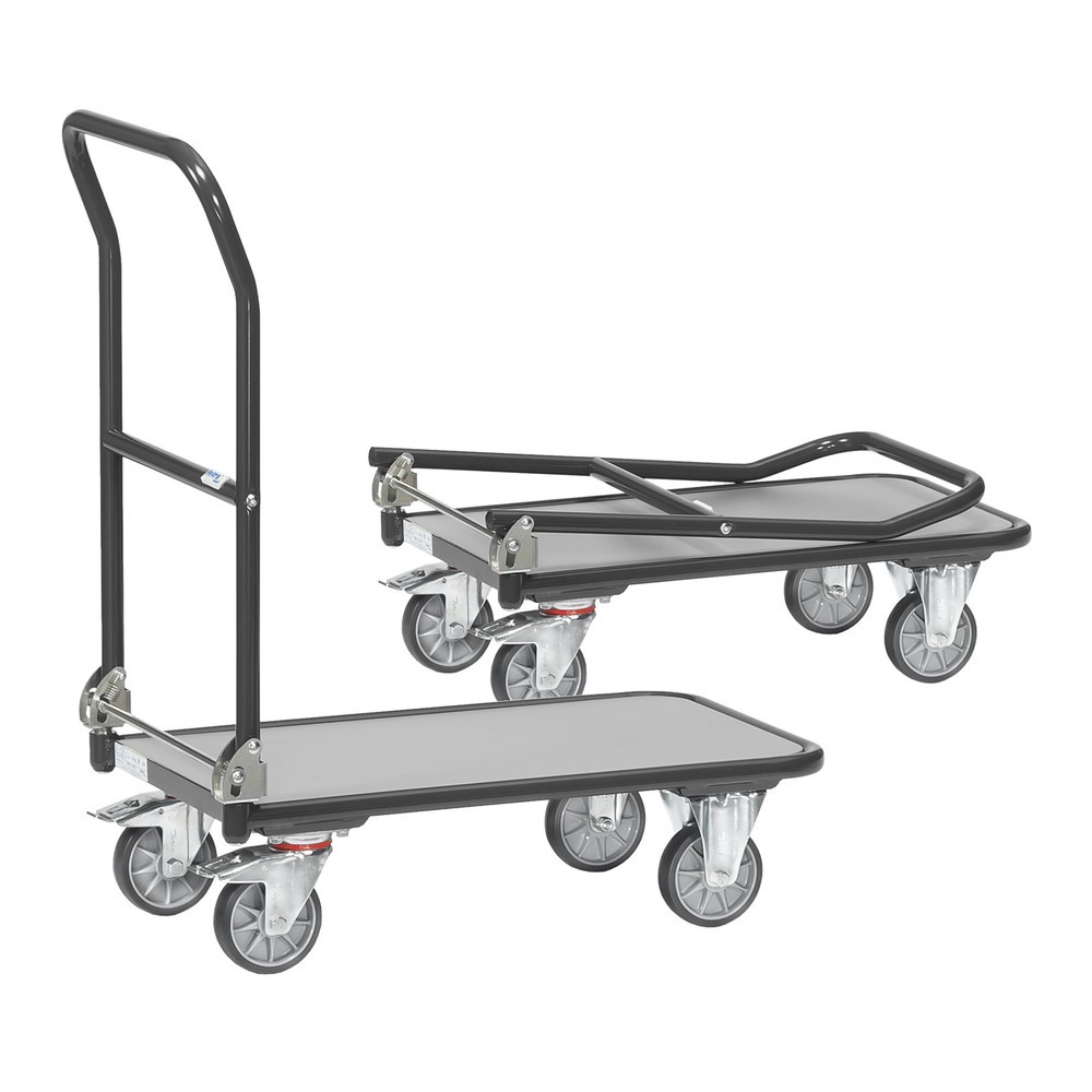 Produktabbildung Nr. 3: fetra® Plattformwagen mit Holzladefläche, Bügel klappbar, BxT 600 x 900 mm, TK 250 kg, anthrazitgrau