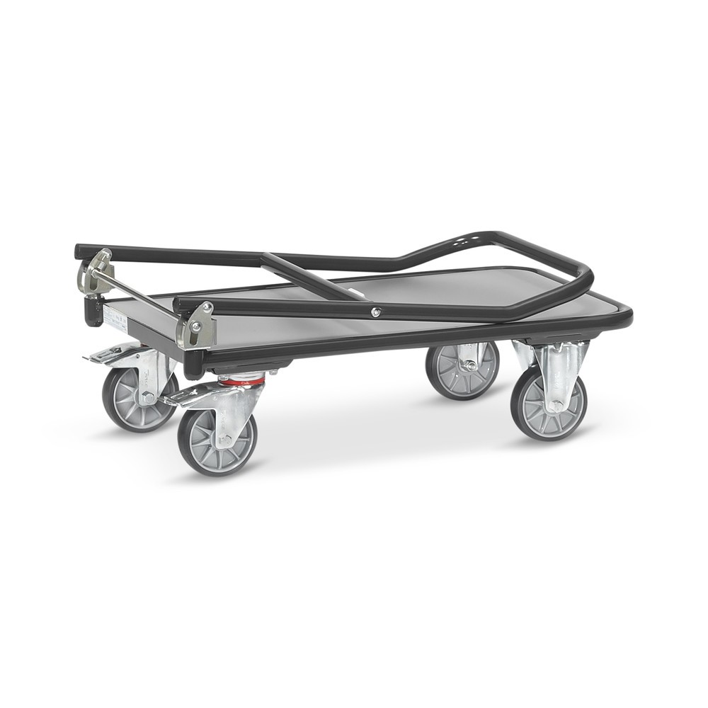 Produktabbildung Nr. 4: fetra® Plattformwagen mit Holzladefläche, Bügel klappbar, BxT 600 x 900 mm, TK 250 kg, anthrazitgrau