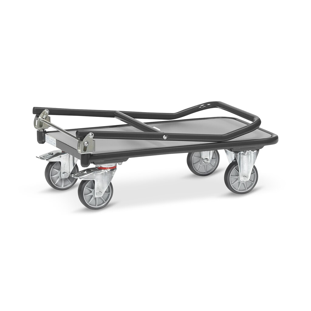 Produktabbildung Nr. 5: fetra® Plattformwagen mit Holzladefläche, Bügel klappbar, BxT 600 x 900 mm, TK 250 kg, anthrazitgrau