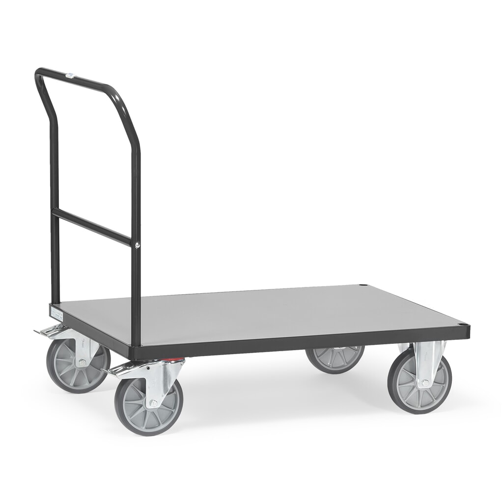 Produktabbildung: fetra® Plattformwagen mit Schiebebügel, Ladefläche BxT 800 x 1.200 mm, anthrazitgrau