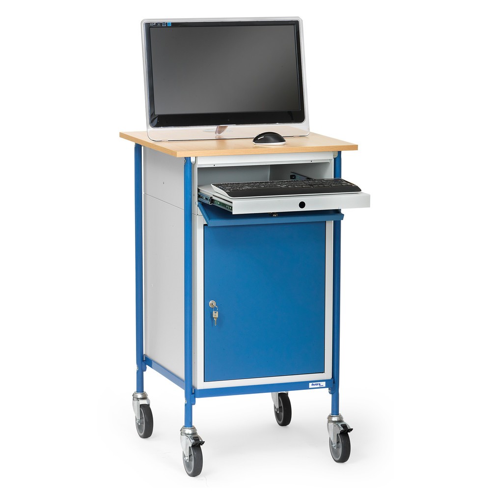 N° de l'image du produit 3 : fetra® pupitre mobile premium avec armoire + tiroir pour clavier, 1 tablette fixe + 2 tablettes réglables