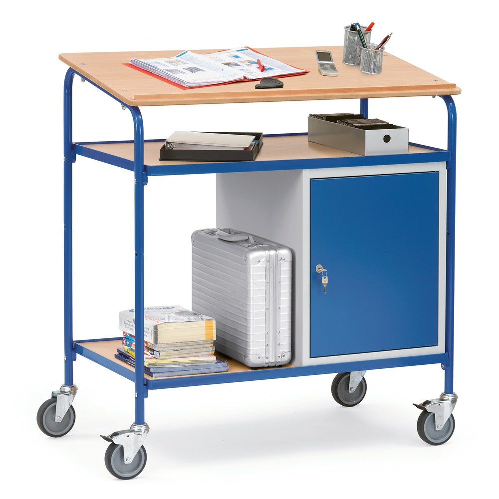 N° de l'image du produit 3 : fetra® pupitre mobile, capacité de charge 100 kg, 2 tablettes, 1 armoire en acier