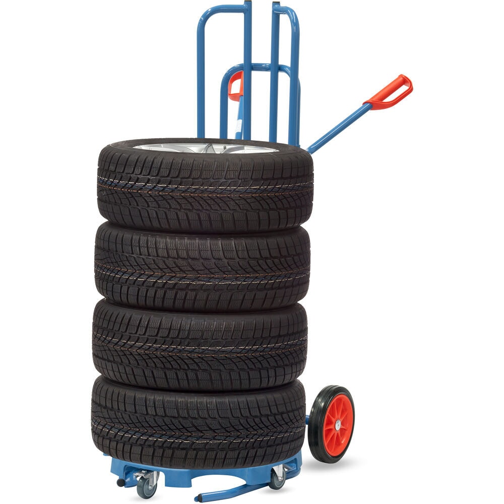 Produktabbildung Nr. 6: fetra® Reifenkarre aus Stahl, Tragkraft 200 kg, für 8 Reifen, Vollgummi-Bereifung