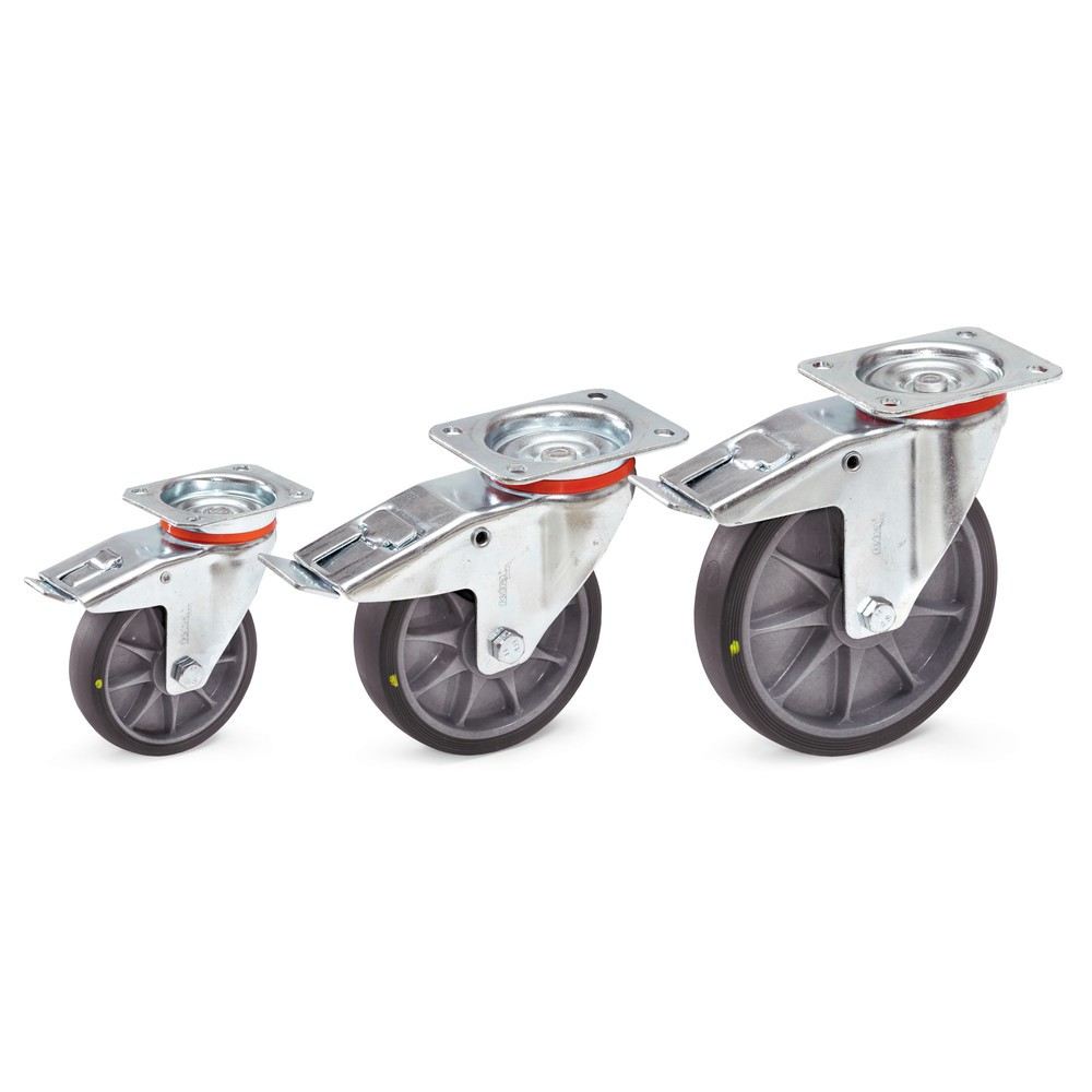 Illustration du produit: Roue directrice fetra® ESD avec dispositif de blocage, TPE, Ø x L 125 x 32 mm, capacité de charge 135 kg