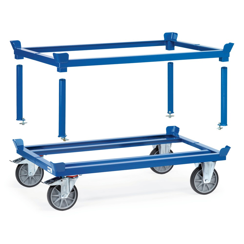 N° de l'image du produit 3 : fetra® Rouleur avec butées d’angle, capacité de charge 750 kg, pour palettes 1 200 x 1 000 mm, pneumatiques en TPE