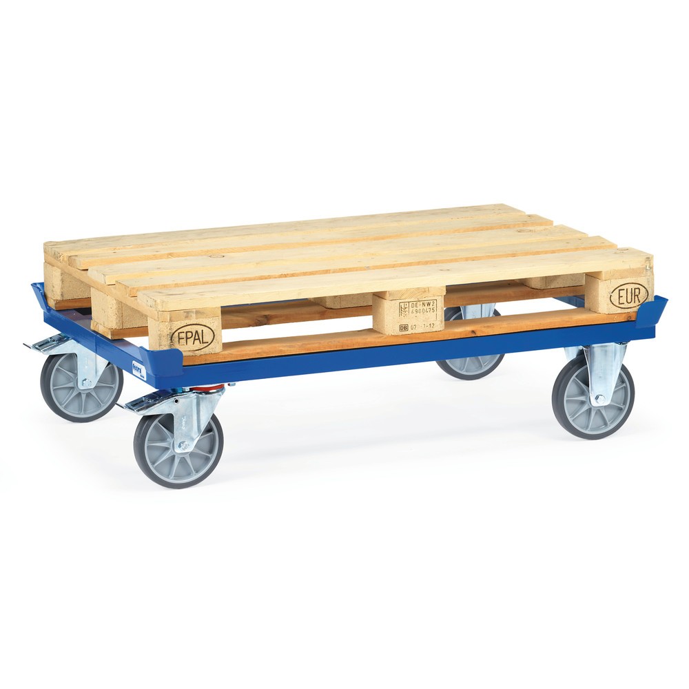 N° de l'image du produit 4 : fetra® Rouleur avec butées d’angle, capacité de charge 750 kg, pour palettes 1 200 x 1 000 mm, pneumatiques en TPE