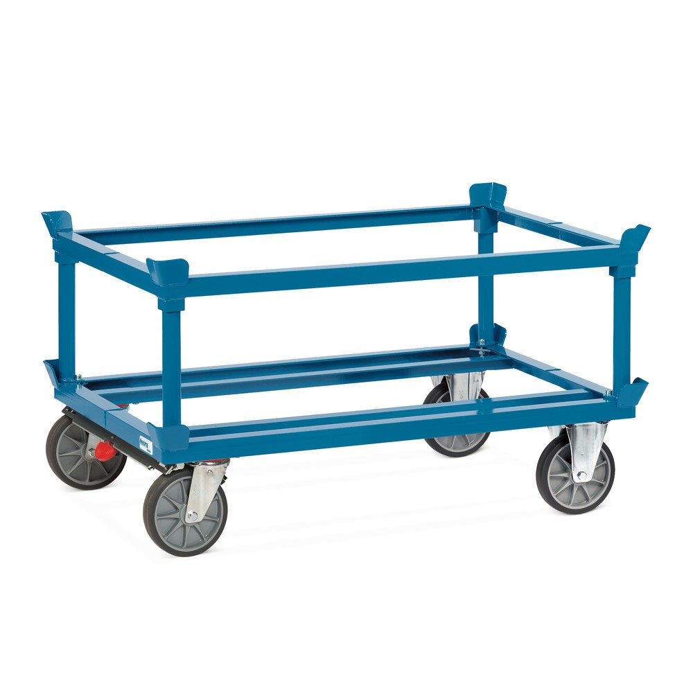 N° de l'image du produit 3 : fetra® Rouleur avec butées d’angle, capacité de charge 750 kg, pour palettes 1 200 x 800 mm, pneumatiques en TPE, avec frein central