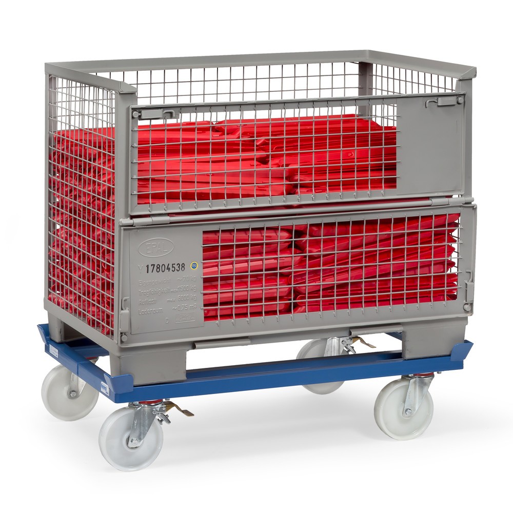 N° de l'image du produit 2 : fetra® Rouleur de palettes, roues en polyamide, capacité de charge 1 050 kg, 1 210 × 1 010 mm, bleu brillant