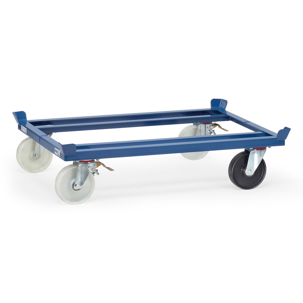 Illustration du produit: fetra® Rouleur de palettes, roues en polyamide, 1 conducteur d’électricité, capacité de charge 1 050 kg, 1 210 × 810 mm, bleu brillant