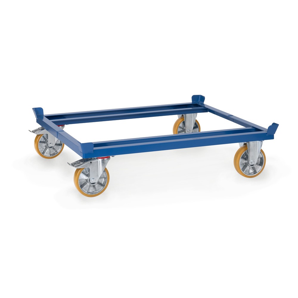 Illustration du produit: Châssis à palettes fetra®, roues en PU, capacité de charge 1 050 kg, 1 210 x 1 010 mm, bleu brillant
