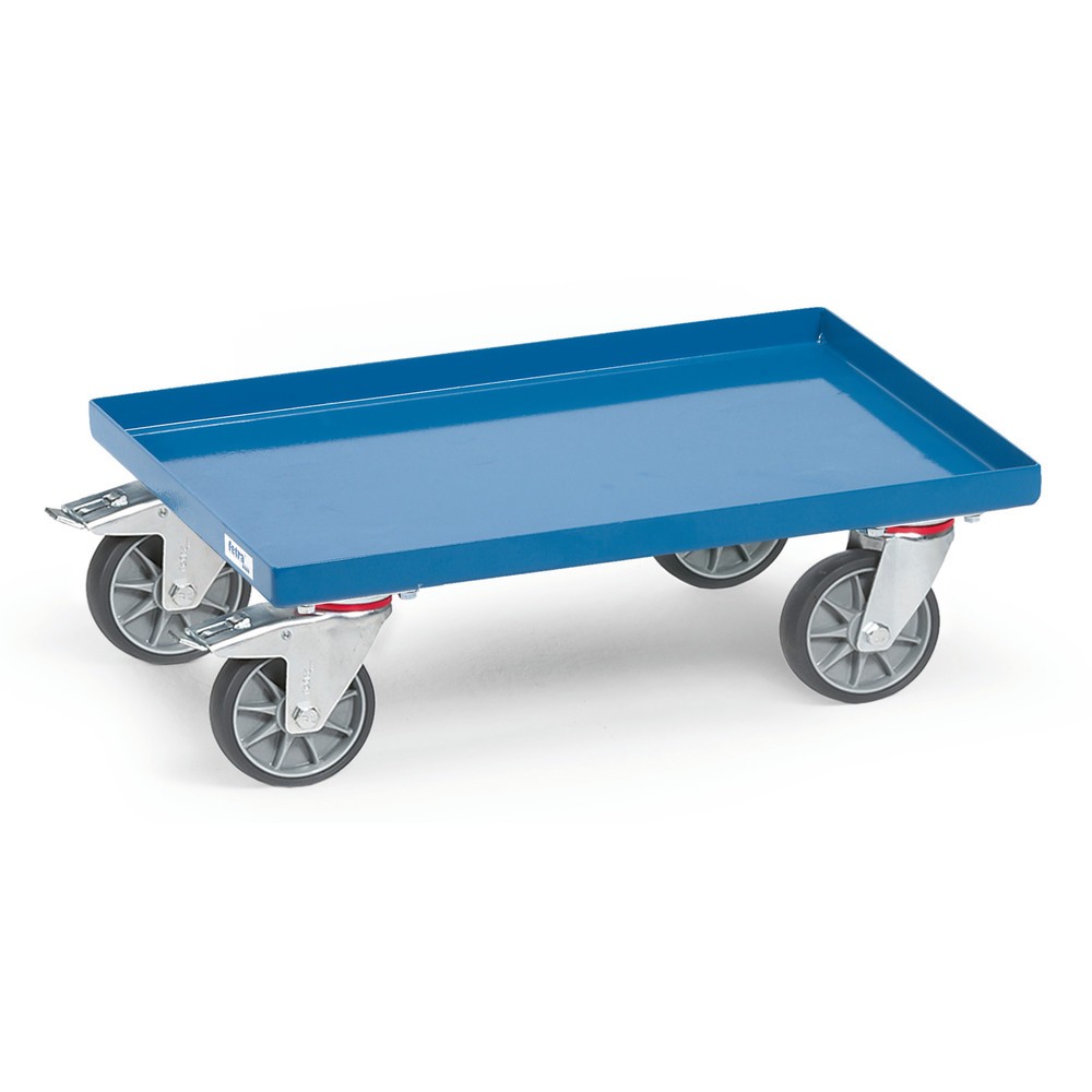 Illustration du produit: fetra® Rouleur pour bacs Euro en acier, capacité de charge 250 kg, plateau en tôle d'acier LxP 610 x 810 mm, bleu