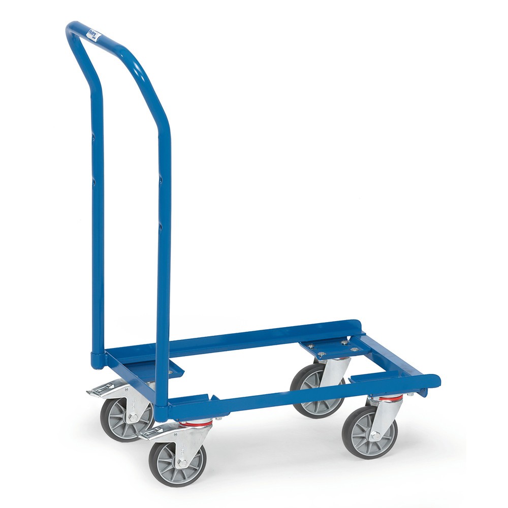 Illustration du produit: fetra® Rouleur pour bacs Euro en acier avec dossier de poussée, capacité de charge 250 kg, surface de chargement LxP 610 x 410 mm, bord ouvert