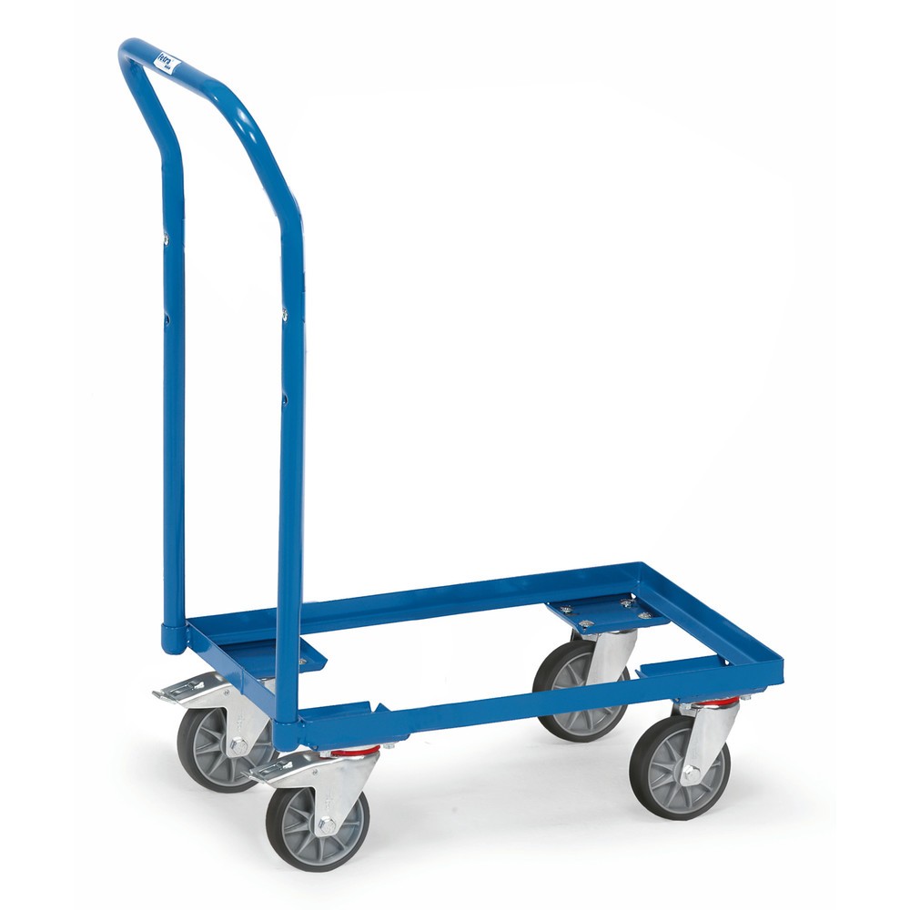 Illustration du produit: fetra® Rouleur pour bacs Euro en acier avec dossier de poussée, capacité de charge 250 kg, surface de chargement LxP 610 x 410 mm