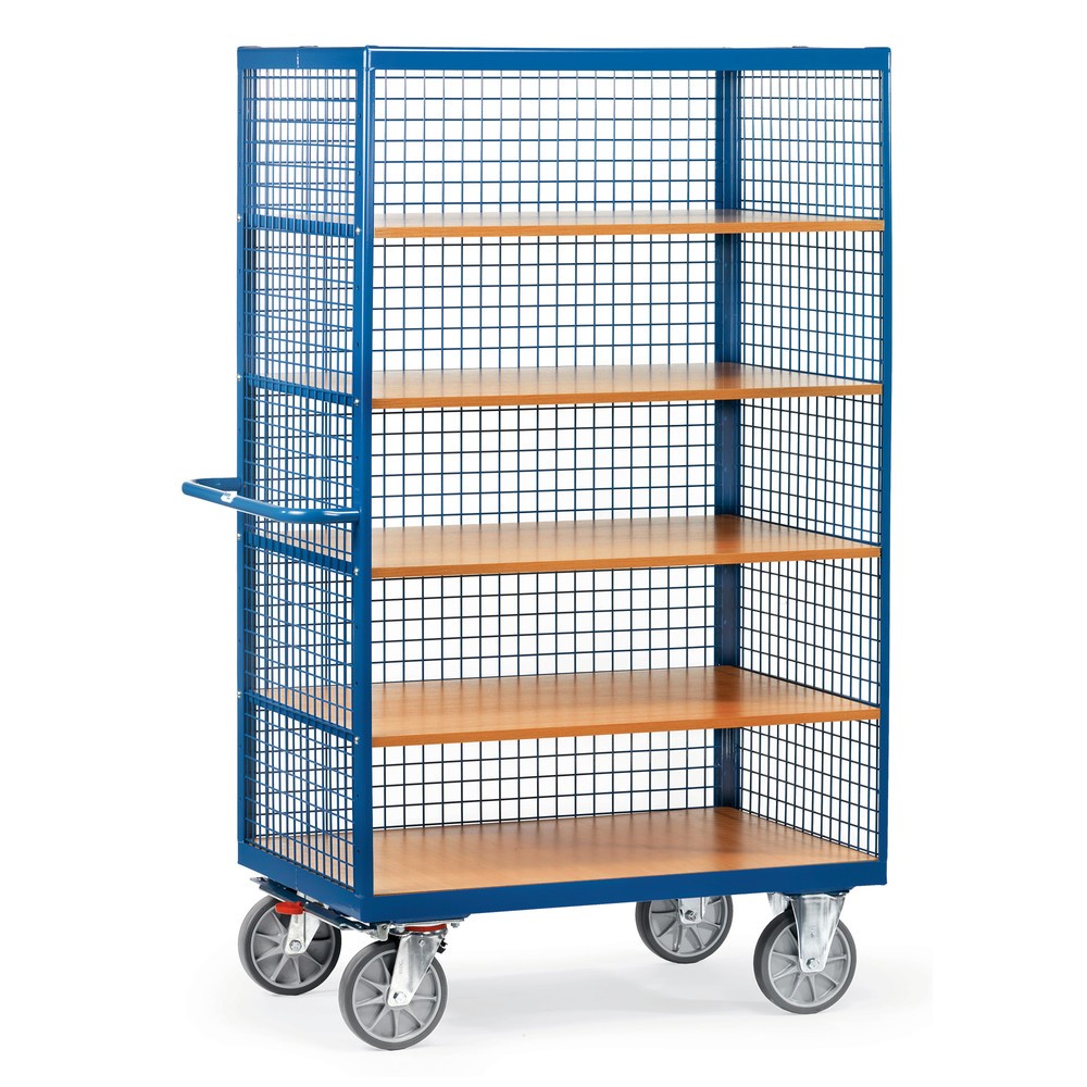 Produktabbildung: fetra® Schrankwagen, 3 Gitterwände, 5 Etagen à 1.200 x 780 mm