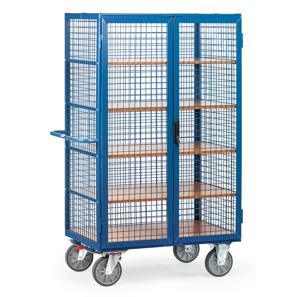 Produktabbildung: fetra® Schrankwagen, TK 750 kg, Gitterwände, mit Doppelflügeltür, 5 Etagen à 1.200 x 780 mm