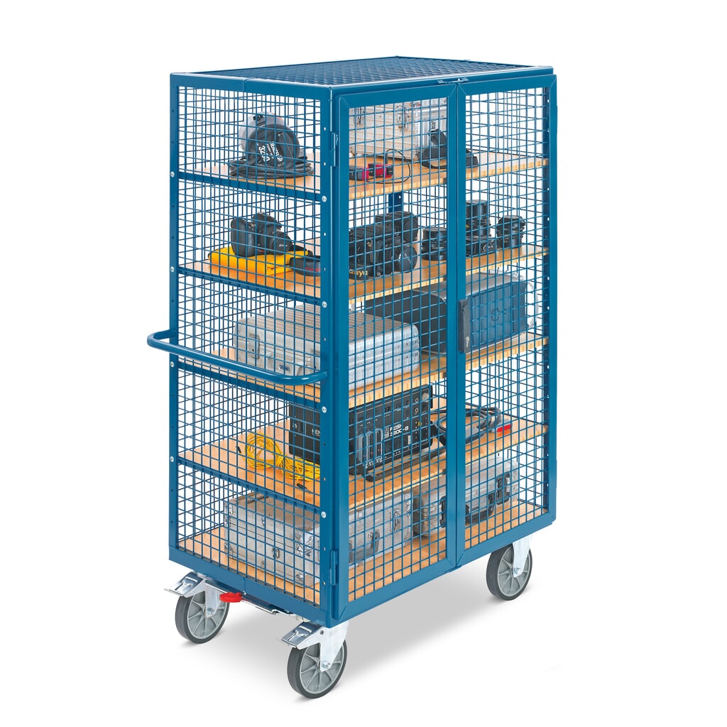 fetra® Schrankwagen, TK 750 kg, Gitterwände, mit Doppelflügeltür, 5 Etagen à 1.200 x 780 mm Produktabbildung Nr. 4: fetra® Schrankwagen, TK 750 kg, Gitterwände, mit Doppelflügeltür, 5 Etagen à 1.200 x 780 mm
